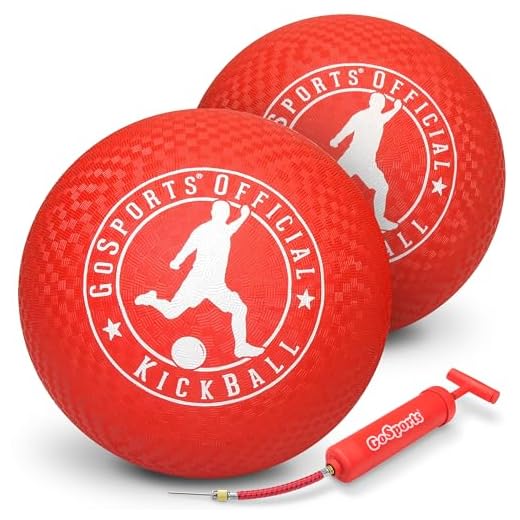 GoSports Official Kickball with Pump (2 Pack), 10", Red