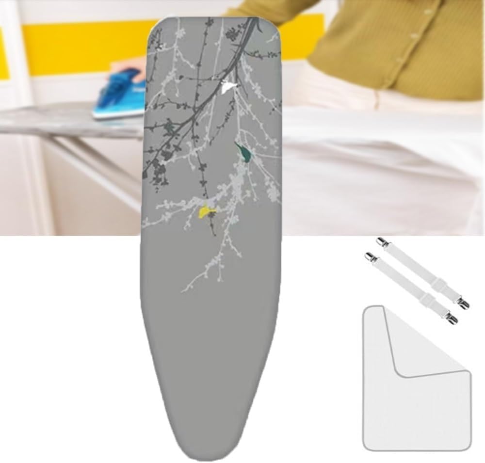 Small Ironing Board Cover 13x37 14x42 15x45 Replacement Ironing Board Cover and Pad with Thick Padding, Cotton Ironing Board Pad, Adjustable(Grey,14x43 inch(35x110 cm)), Gray