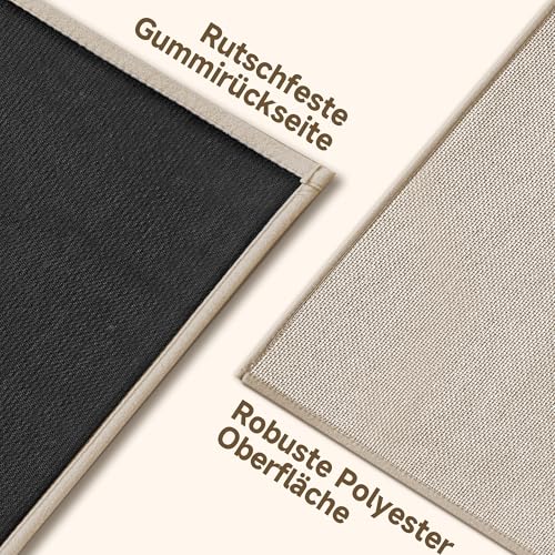 Mizuosre Fußmatte Innen Waschbar 43.5x75cm, rutschfest Fussmatte Innen Dünn Schmutzfangmatte Innen Türmatte Outdoor, Eingangsteppich mit Wasserabsorbierenden für Innen, Außen, Hund & Haustür, Beige