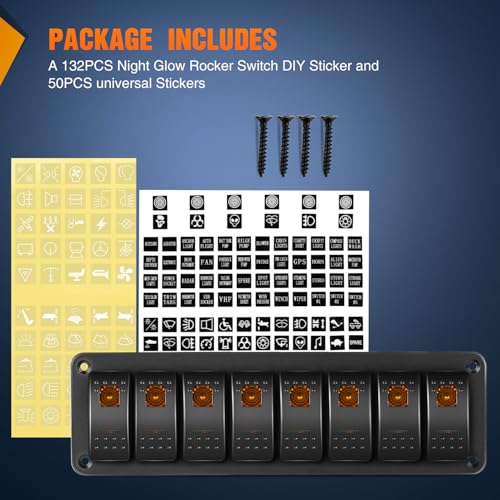 Image of Nilight 8 Gang Rocker Switch Panel w /Orange LED Light 5Pin ON Off Pre-Wired