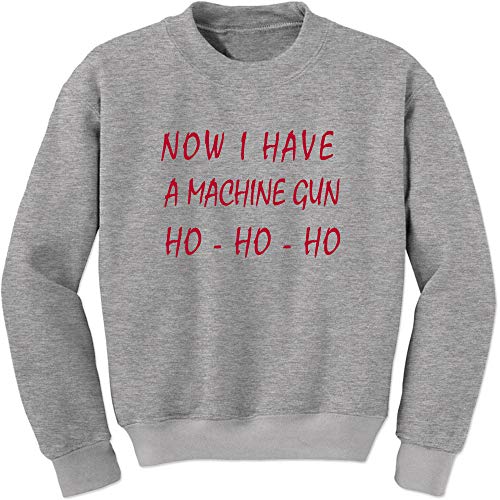 FerociTees Unisex Now I Have A Machine Gun Ho Ho Die Bruce X-Large Heather Grey Crewneck Mens Womens Sweatshirt