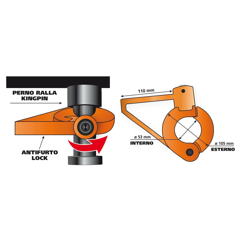 LAMPA 98509 Antifurto Meccanico Per Perno Ralla - Compatibilità Universale - 2