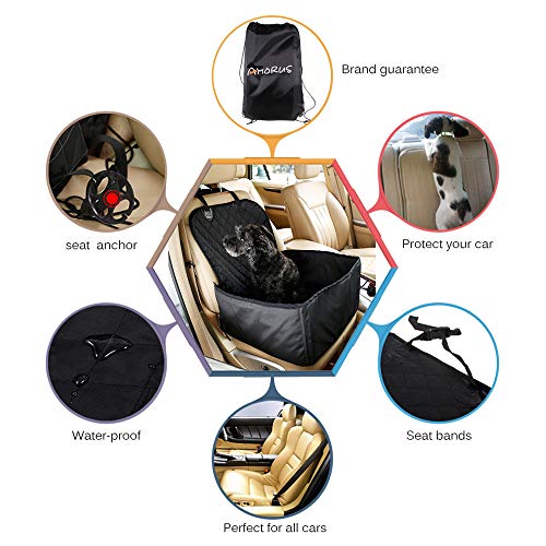 Amorus 2-In-1 Dog Car Seat Cover Pet Car Hammock Waterproof Cat Carrier Protector For Travel, Car Suv Protection Against Dirt And Pet Fur Seat Covers (Black) #TOP3
