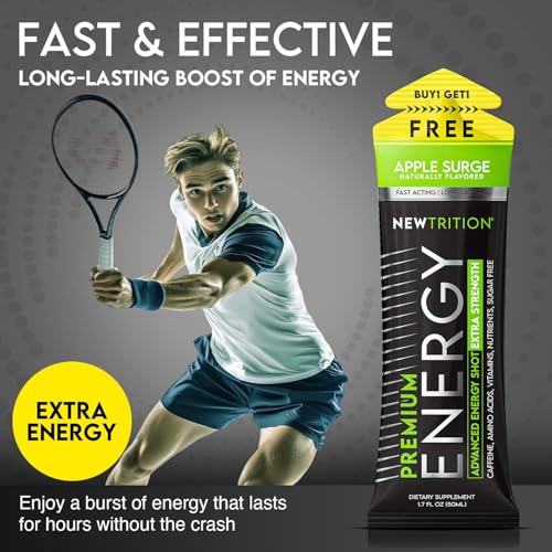 Image of NewTrition Extra Strength Energy Shots 1.7 fl oz - 250mg Caffeine with B Vitamins & Amino Acids, Sugar-Free Zero Calorie Vitamin Energy Drink for Focus & Endurance (Pack of 12, 4 Flavors - Mixed 2)