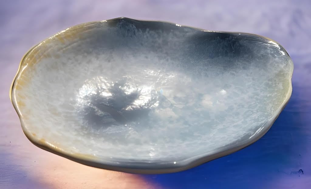 Top Brass Set of 2 - Large Ceramic Oyster Shell Jewelry Dish Trinket - Ring Earring Holder Organizer Tray - Glossy Glazed Finish Coastal Beach Decor