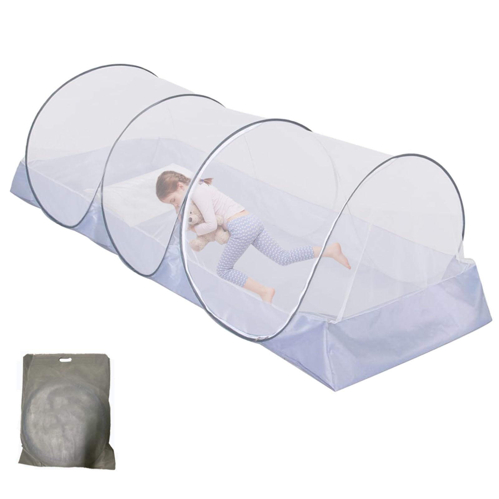 Zanzariera pieghevole, 190 x 90 x 90 cm, pop-up, pieghevole, veloce e portatile, tenda da campeggio, con chiusura lampo, per letto, letti a castello, viaggi, campeggio all'aperto, hotel
