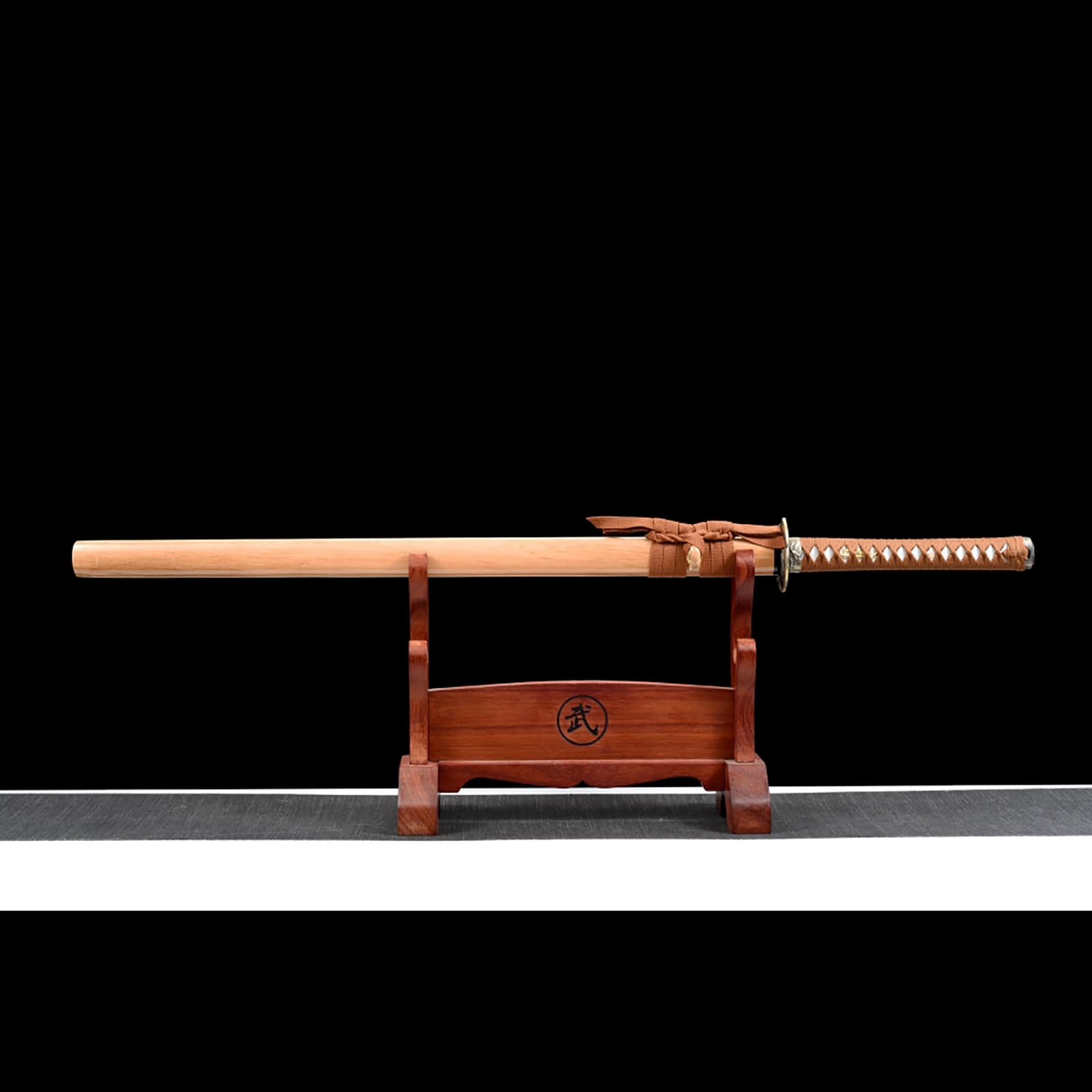 Katana Recta de Madera,Espada de Madera Hecha a Mano de 103cm,con Vaina,Hoja de Madera Natural