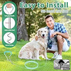 Dog-Tie-Out-Cable-and-Stake-Reflective-Dog-Yard-Leash-Cable-with-No-Tangle-Handle-Heavy-Duty-Dogs-Tether-and-Chain-for-Medium-to-Large-Dogs-Up-to-300lbs-in-Outdoor-Green-10FT - Cucciolini Doodles   Dog-Tie-Out-Cable-and-Stake-Reflective-Dog-Yard-Leash-Cable-with-No-Tangle-Handle-Heavy-Duty-Dogs-Tether-and-Chain-for-Medium-to-Large-Dogs-Up-to-300lbs-in-Outdoor-Green-10FT