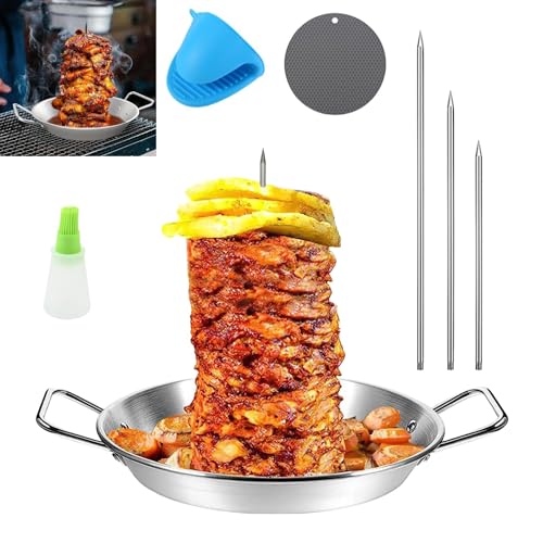 DMJHJY Gyro-Pfanne mit Spieß, vertikale Spießpfanne aus 304 Edelstahl, Gyro-Kochplatte, Gyro-Pfanne mit Spieß für den Ofen, für Tacos Al Pastor, Shawarma Kebabs Smoker Oven BBQ-Gerichte (13 Zoll) DMJHJY Gyro-Pfanne mit Spieß, vertikale Spießpfanne aus 304 Edelstahl, Gyro-Kochplatte, Gyro-Pfanne mit Spieß für den Ofen, für Tacos Al Pastor, Shawarma Kebabs Smoker Oven BBQ-Gerichte (13 Zoll)