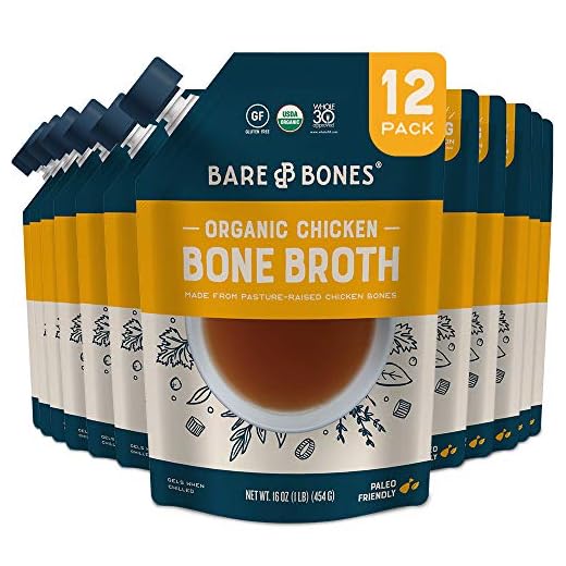 Bare Bones Chicken Bone Broth for Cooking and Sipping, 16 oz, Pack of 12, Pasture Raised, Organic, Protein and Collagen Rich, Keto Friendly