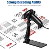 QR Code Scanner with Foldable Stand, 1D 2D Barcode Scanner 2.4G Wireless & USB Wired Connection, Handheld CMOS Image Bar Code Reader for Warehouse Library Supermarket