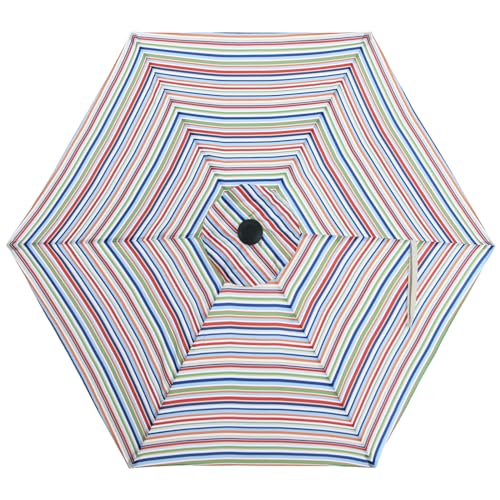 Image of MASTERCANOPY Patio Umbrella 7.5 ft Replacement Canopy for 6 Ribs-Red and Green Stripes Canopy Only