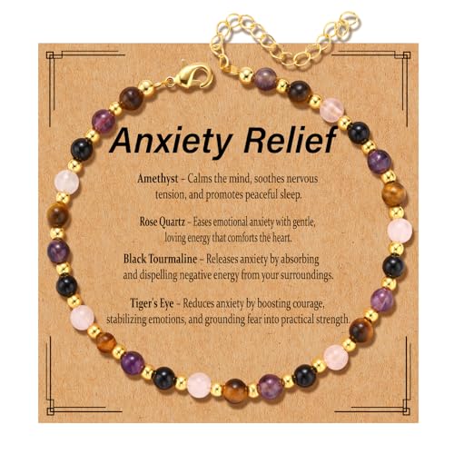 Kenailw Anxiety Relief Items Bracelet for Women, Amethyst Depression Stress