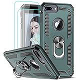 LeYi Compatible for iPhone 6s Plus Case, iPhone 8 Plus Case, iPhone 7 Plus Case with 2PCS Tempered Glass Screen Protector, Military-Grade Phone Case with Kickstand for iPhone 6 Plus, Midnight Green