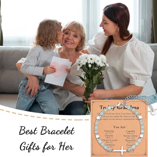 Image of Religious Cross Bracelet for Women Girls, Christian Gifts for Daughter Granddaughter Sister in Christ Friend Niece on Birthday Christmas Easter Valentines Day Graduation