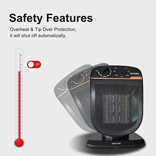 Patio Space Heater Electric Portable - Outdoor Oscillating Ceramic Fan Heater with Adjustable Thermostat, Overheat Protection, For Personal Indoor Office Desk Garage Heaters 1500W