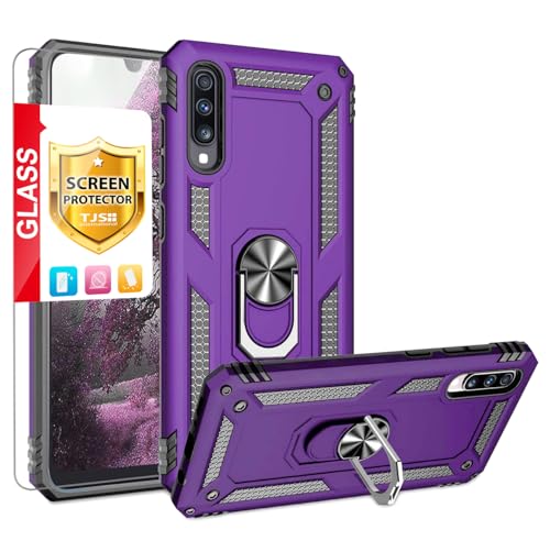 Coque antichoc Samsung A50 avec anneau support magnétique violet