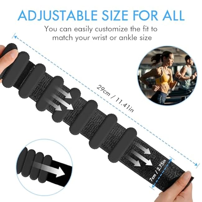 Wrist Ankle Weights for Women, Adjustable Ankle Weights Strength Training Silicone Bracelets Workout Wrist Ankle Weights for Men Women Yoga Running Dance Ankle Arm Leg Weights (2lb)