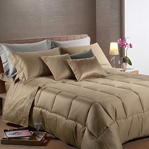 Caleffi 9120, Raso di Cotone Trapunta per Matrimoniale Letto, Tortora