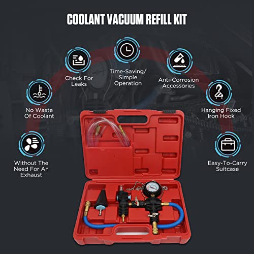 Duoyi Coolant Vacuum Refill Kit Time Saving&No Waste Coolant Refill Tool Kit Check For Leaks Universal Radiator Cooling System Vacuum Purge & Refill Kit With Suitcase Vacuum Coolant Fill Kit #TOP1