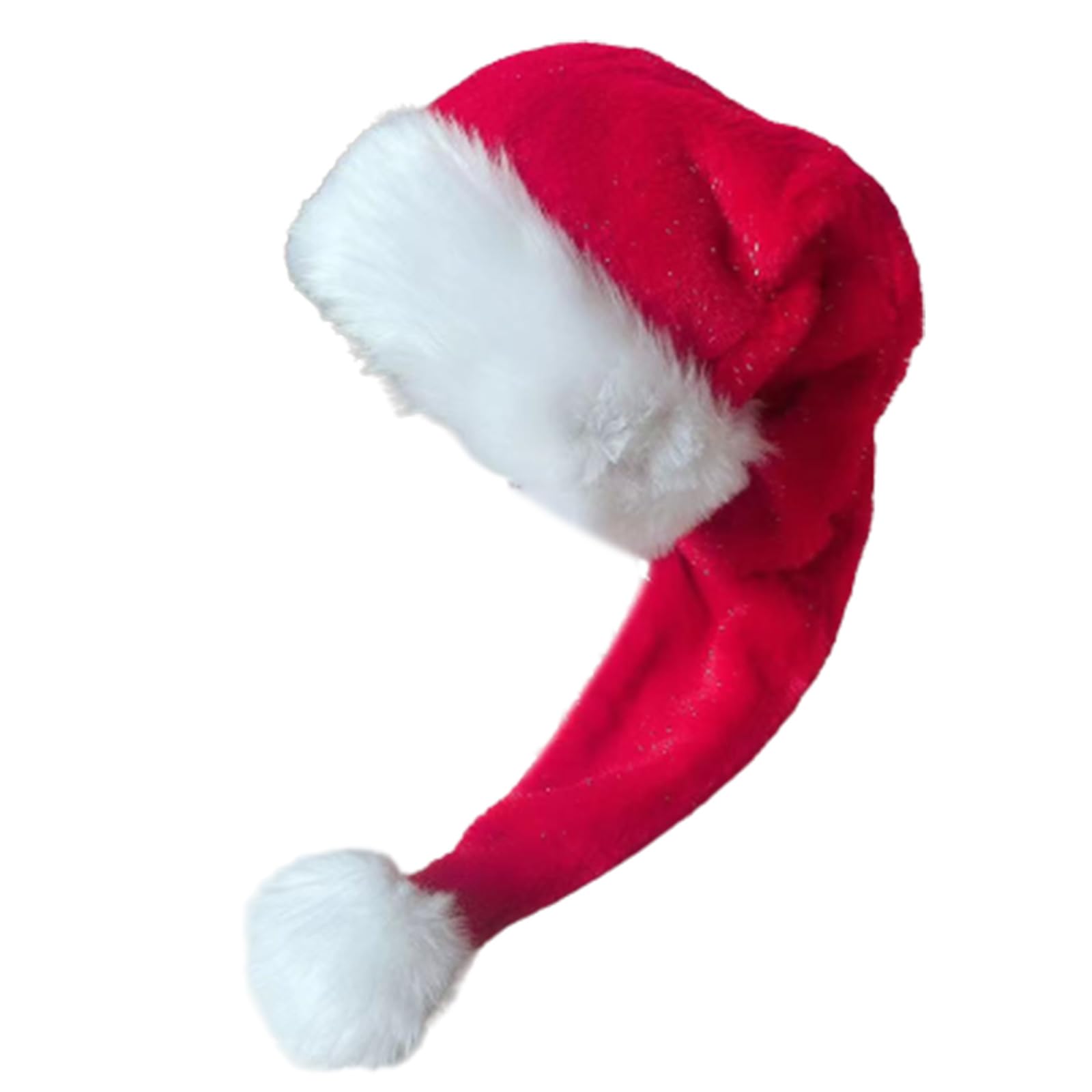 Tsophreniq Blingbling Christmas Santa Hat Thicken Plush and White Furry Brim for Christmas Parties Dress Up Cosplay Hat