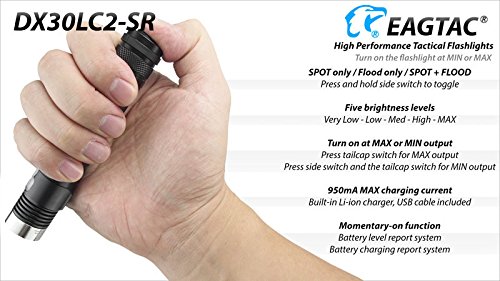Eagletac Dx30Lc2-Sr 1160 Lumen Rechargeable Dual-Beam Spot/Flood Led Flashlight With Lumen Tactical Adapter #TOP7