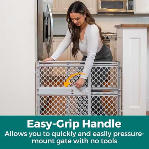 MYPET Universal Pet Gate: 26” - 42” Wide Dog Gate for Doorways with Pressure Fit or Swinging Door Hardware Mounting Types Included: 26" Tall; Gray - Image 4