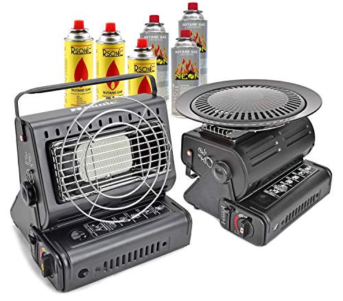 RSonic - TruWare 3in1 Campingheizung Gaskocher Campingkocher + Grillplatte Gasheizung Gasstrahler Outdoorheizung Cover