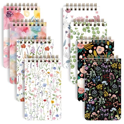 Libretas mini florales de bolsillo, cuadernos pequeños de 3x5 pulgadas con líneas