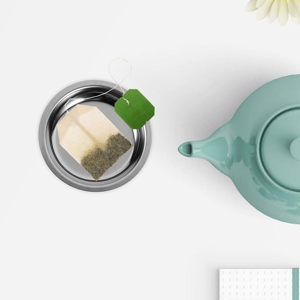 Zerodeko 4pcs Stainless Steel Tea Bag Holder Tray - Tea Bag Saucer Drink Coaster, Small Round Coasters for Strainers Coffee Spoons Table Organization Easy to Clean Silver