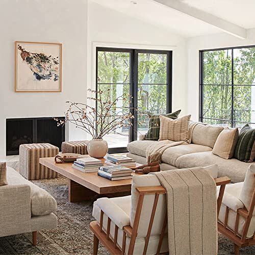 Litfad Nordic Style Rectangle Coffee Table Solid Wood Cross Legs Cocktail Table Pine Living Room Table Hotel Homestay Log Tea Table - 63" L X 27.5" W X 18" H #TOP2