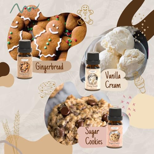Salubrito Bakery Fragrance Oils Set, Premium Essential Oils Set For Candle, Soap Making, Diffuser - Pumpkin Pie, Chocolate Cupcake, Snickerdoodle, Gingerbread, Creamy Vanilla thumb #3