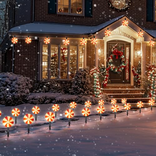 Mrsenloi Christmas Lollipop Pathway Lights, 10 Pack, Red White - image 6