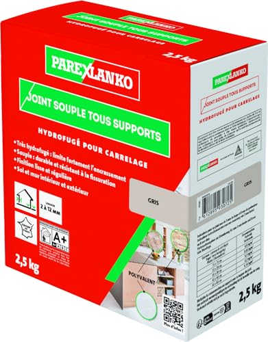 PAREXLANKO - Joint Souple tous Supports - Gris - Joints de Carrelage de 2 à 15 mm Soumis à de Fortes Sollicitations - Neuf et Rénovation - Sol et Mur -...