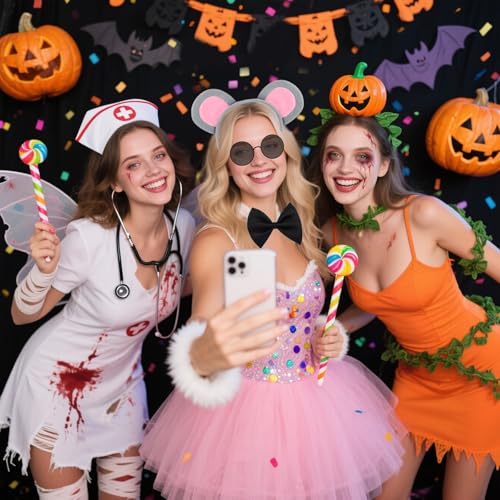 Maazusa Mouse Costume Accessories 12Pcs Mouse Ears Headband Tail Decoration Bow Tie Black Glasses, Mouse Cosplay Adult Outfit Accessories for World Book Day Carnival Party - Image 5