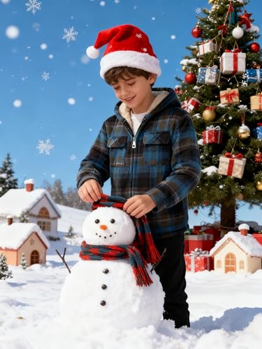 Image of Boys Fleece Jacket with Hood Unisex Child Sherpa Lined Zip Up Warm Coat Hooded Sweatshirt Outerwear