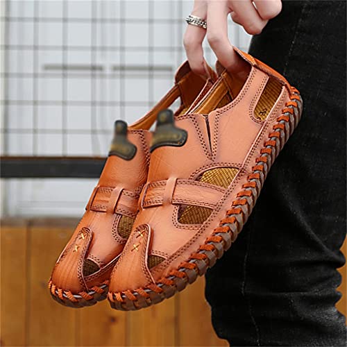 Men Sandals Real Leather Casual Beach Shoes Fisherman Leisure Trekking Non-Slip Breathable Slippers Hiking(40)4