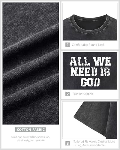 Christian Shirts for Men Inspirational God Faith Jesus Tshirts Oversized Vintage Cross Graphic Tees Acid Wash Tops 6