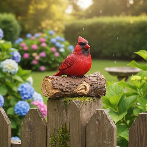 Figurines cardinales en résine rouge oiseau d'extérieur pour jardin - 5
