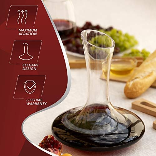 Le Chateau Red Wine Decanter - Hand Blown, Lead Free Glass Wine Carafe and Aerator with Large 750ml Capacity - Luxury Crystal Wine Decanters and Carafes for Any Occasion