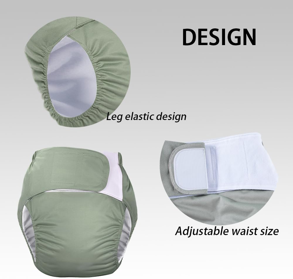 3 Pack Adult Cloth Diapers, Reusable Diaper Underwear, Washable, Elderly Care Protective Diaper, Adjustable Waist Circumference for Both Men and Women Black,XL - Image 2