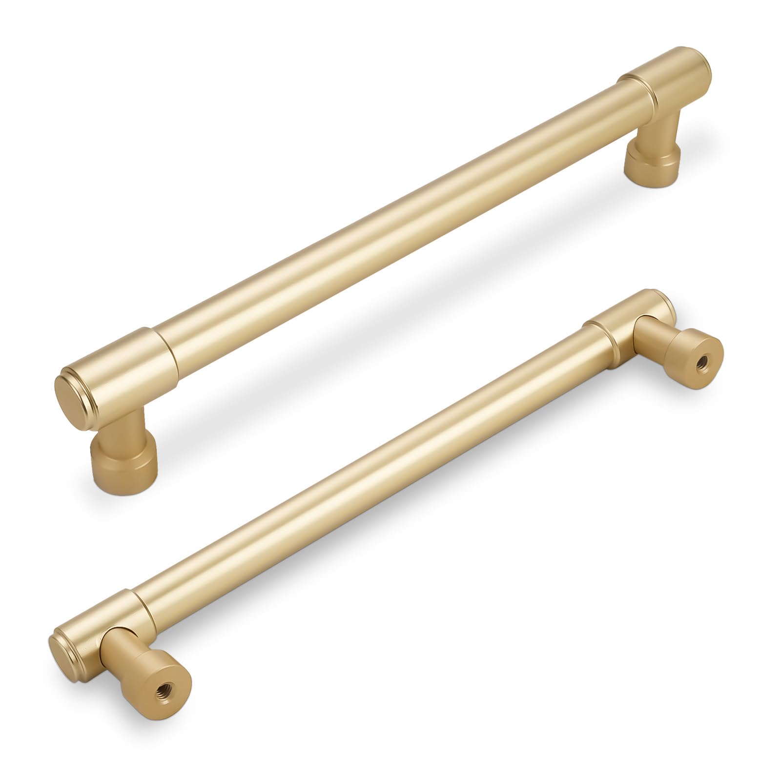 BUKOBYHE 10 Pack 12-5/8 Inch(320mm) Cabinet Pulls Brushed Gold Kitchen Cabinet Pulls Alloy Drawer Pulls Solid Cabinet Hardware