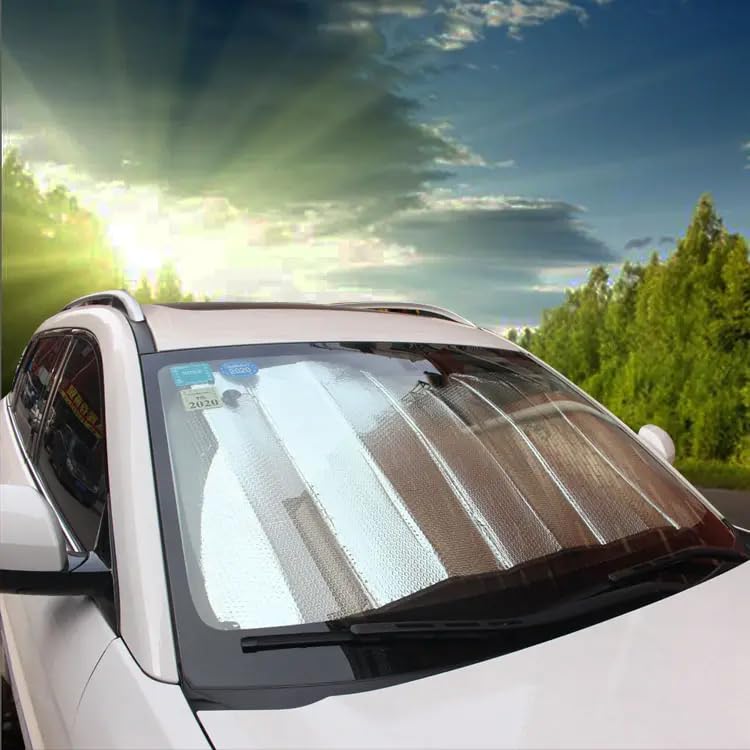 FERCOMTEC Parasol Universal Coche Parabrisas Delantero Doble Burbuja con Ventosas (130x70cm)