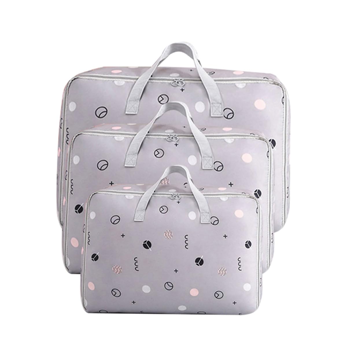 Baluue Bolsas para Guardar Edredones 3 Piezas Set Bolsa Portátil de Oxford Tamaño Mediano Grande y Extragrande Almacenamiento Doméstico para Ropa y Mantas