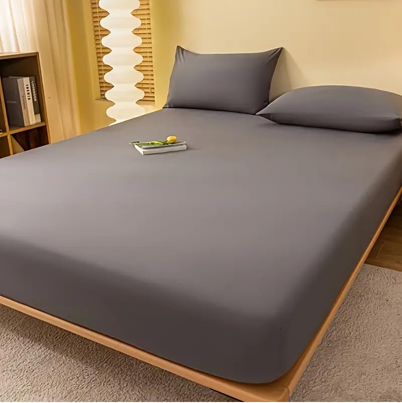 Fitted Sheet 200 Thread Count Extra Deep 40 cm – Soft, Breathable, Wrinkle-Resistant Luxury Bed Sheet Egyptian Cotton White Grey Pink Charcoal Single Double Super King Size (Charcoal, Double)