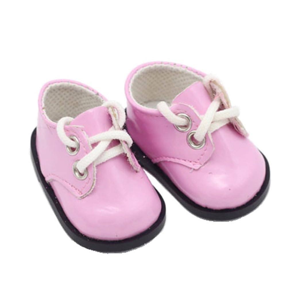 Uterui 14in Doll Leather Shoes 20cm Cotton Doll Lace-up Shoes Costume Accessory (Pink)