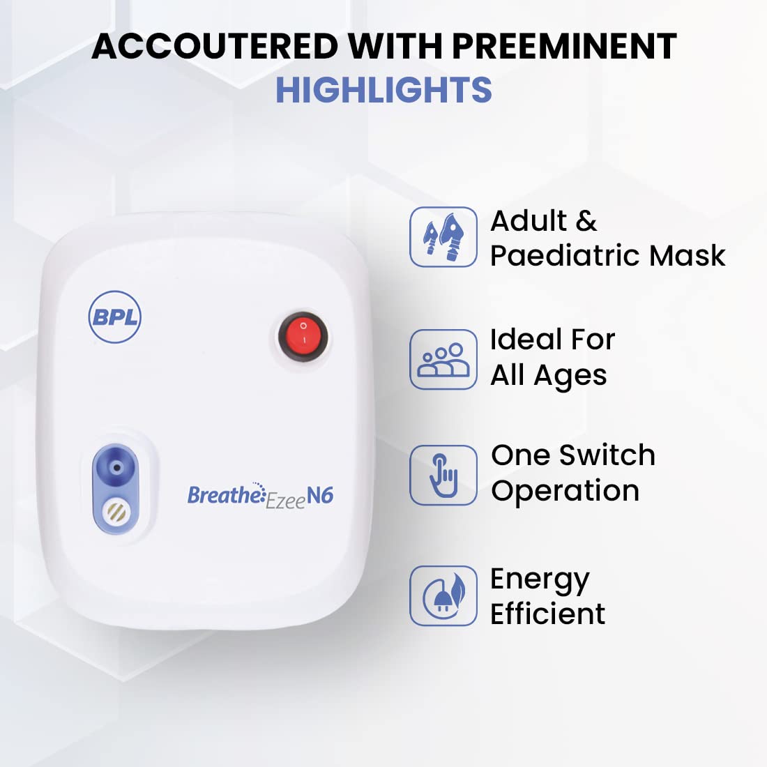 BPL Medical Technologies Breathe Ezee N6 Low Noise Compressor Nebuliser Machine Kit For Child And Adult, Portable Nebulizer - White BPL Medical Technologies Breathe Ezee N6 Low Noise Compressor Nebuliser Machine Kit For Child And Adult, Portable Nebulizer - White