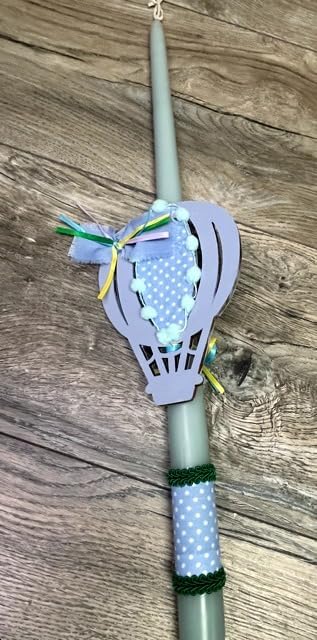 Handmade Hot Air Balloon Easter Candle – Colorful Orthodox Lambada for Kids