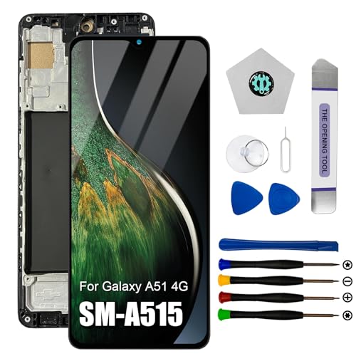 Touch Screen A51 4G con cornice: Il nostro kit di sostituzione dello schermo è adatto solo per lo schermo di Samsung Galaxy A51 4G (6,5 pollici) A51 4G SM-A515F, SM-A515F/DSN, SM-A515F/DS, SM-A515F/DST, SM-A515F/DSM, SM-A515F/N, SM-A515U, si prega di controllare il modello del telefono prima dell'acquisto(NO supporto per il riconoscimento delle impronte digitali, non applicabile A516)