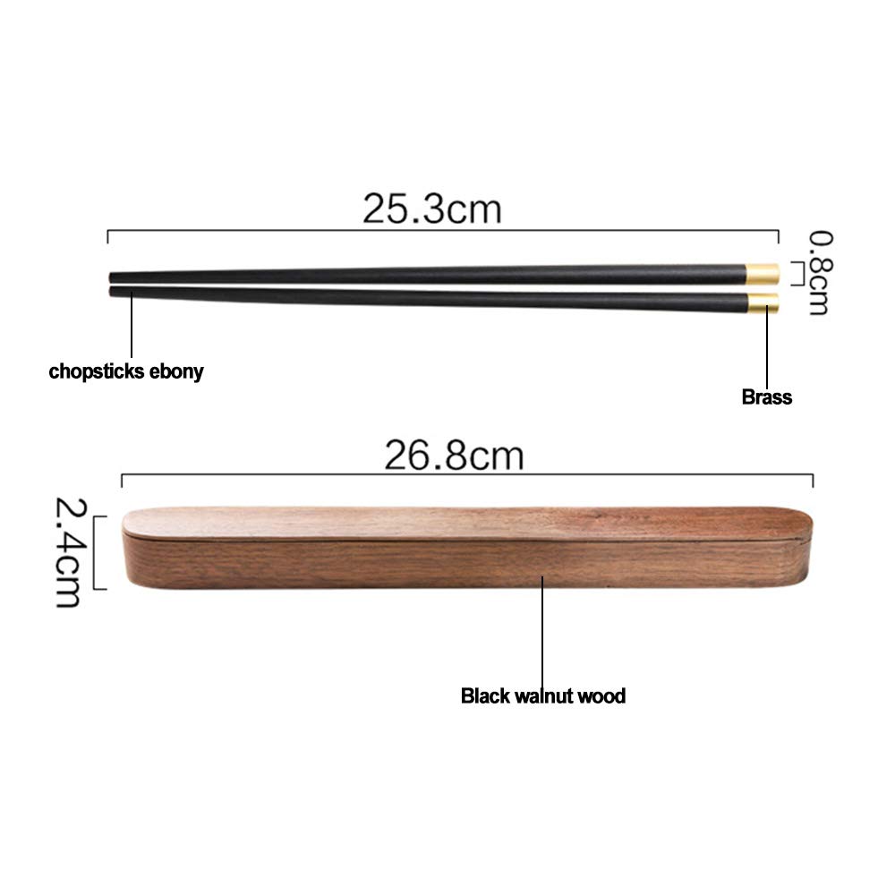 Wiederverwendbares japanisches Essstäbchen-Set aus Holz, Reise-Essstäbchen mit Etui, wiederverwendbares chinesisches koreanisches tragbares Essstäbchen-Utensil, spülmaschinenfest, Sushi-Essstäbchen